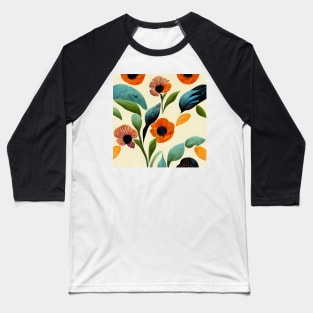 Seamless pattern of summer colored flowers and leaves Baseball T-Shirt